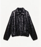 Lumina bomber jacket με παγιέτες μαύρο