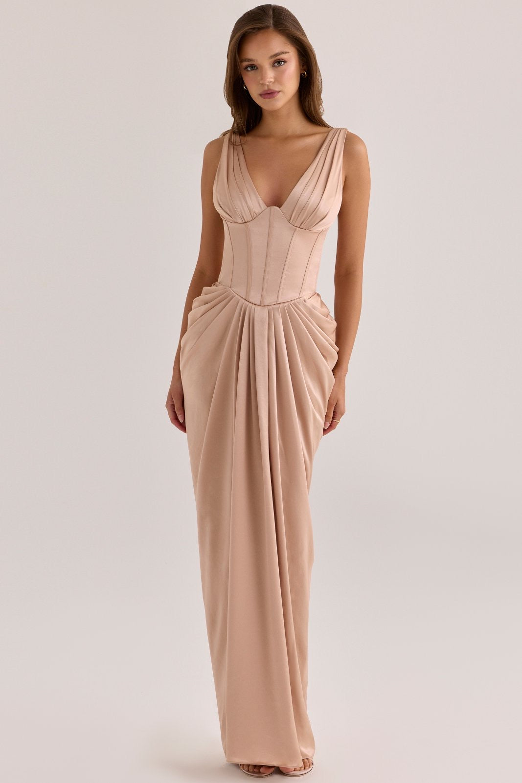 Maxi Φόρεμα με Κορσέ Draped