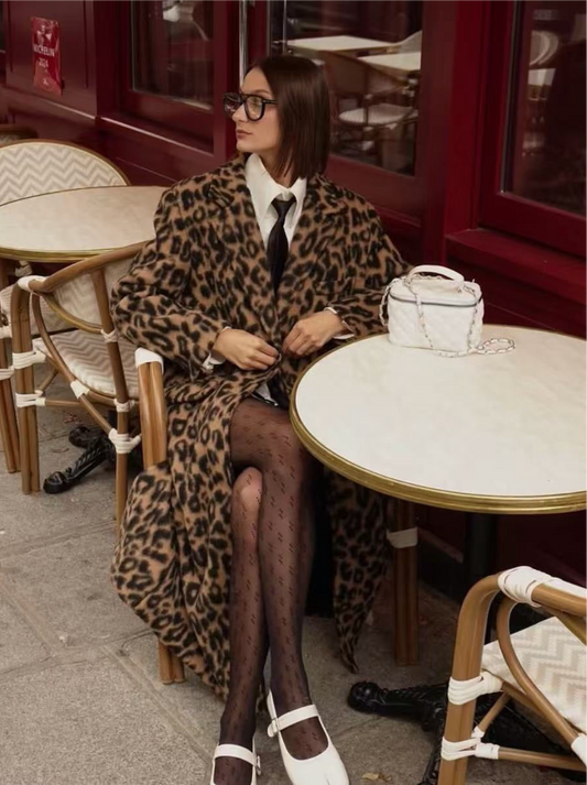 Animal print μακρύ παλτό