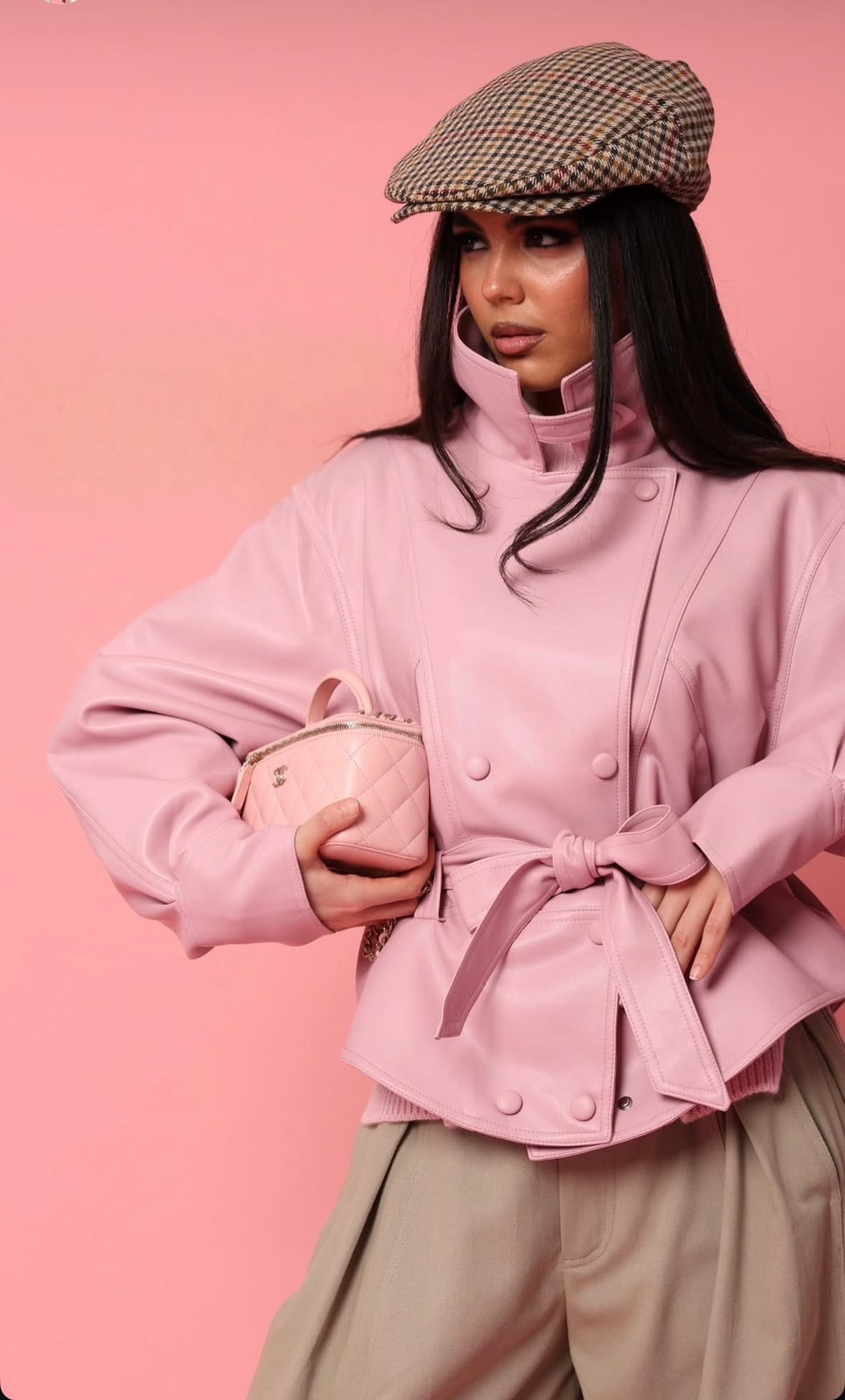 Δερματίνη τζάκετ με ζώνη