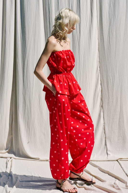 Polka Dot Strapless Set – Σετ Τοπ & Παντελόνι Lumina