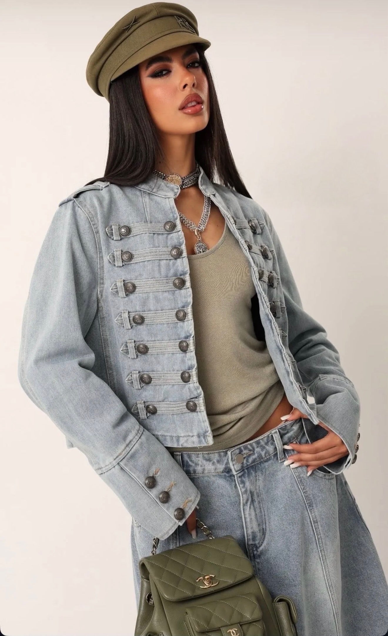 Denim Τζάκετ με Κουμπιά
