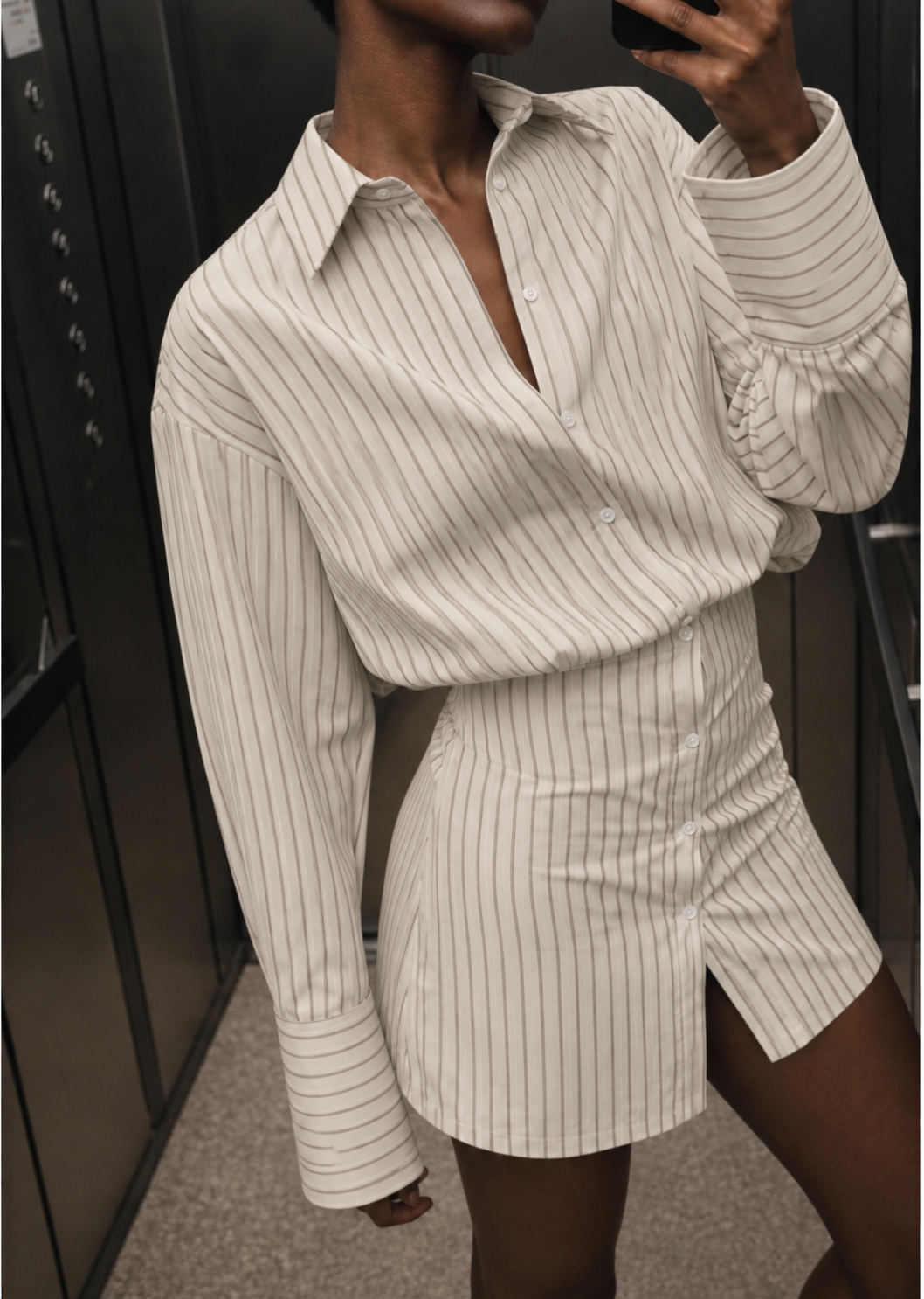 Lumina Camille Striped Shirt Dress
