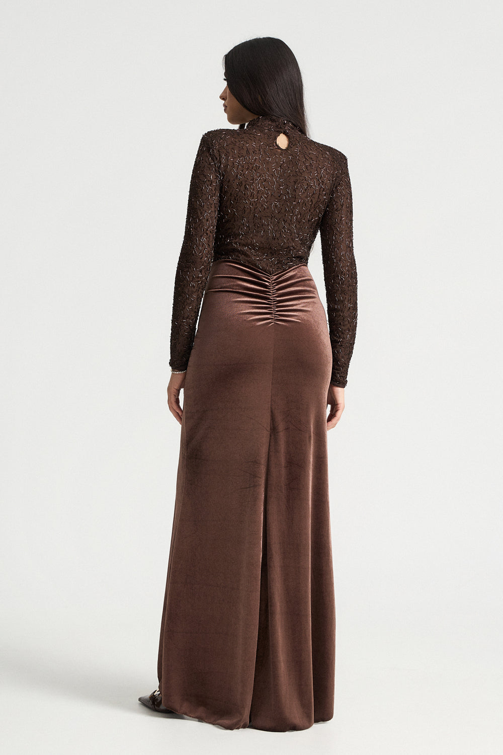 Μάξι φόρεμα velvet με λάμψη