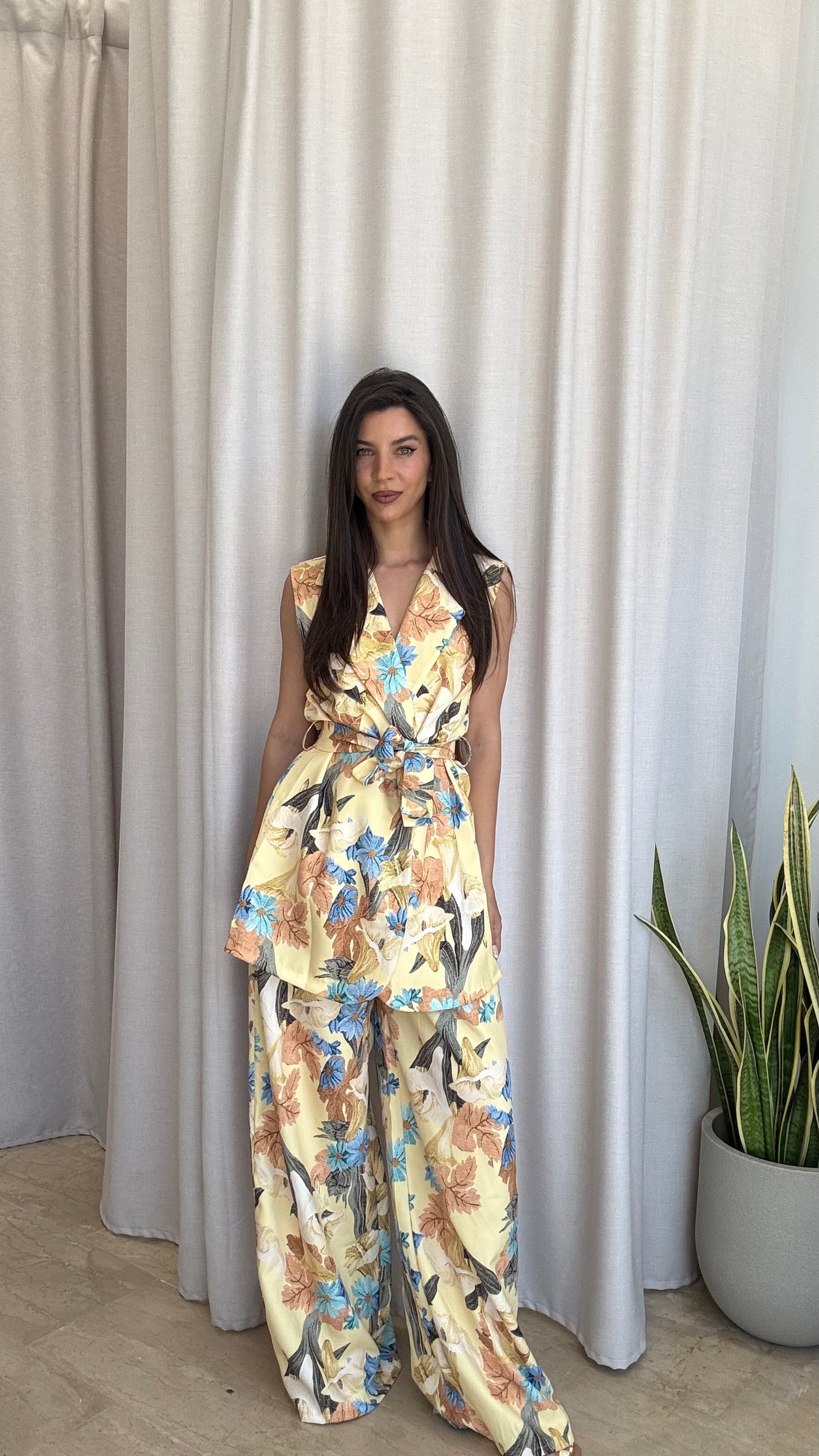 Σετ floral γιλέκο  & παντελόνι