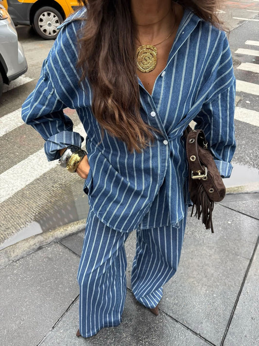 Σετ ριγέ πουκαμίσα και παντελόνι