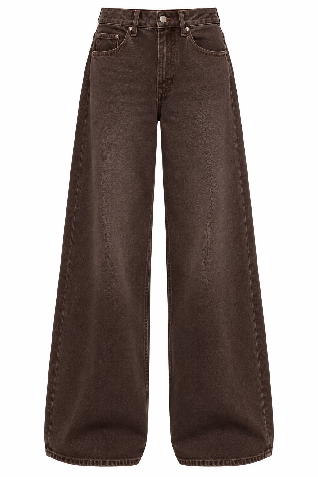 Wide leg τζιν washed καφέ