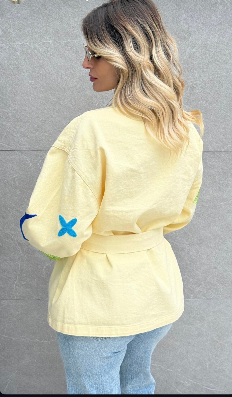 Τζάκετ με ζώνη και σχέδια moonchild