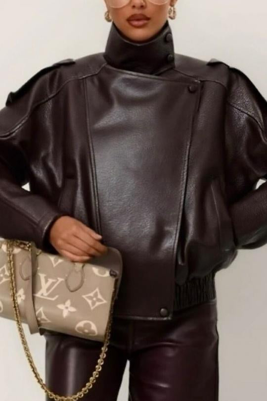 Viral Oversized δερματίνη τζάκετ