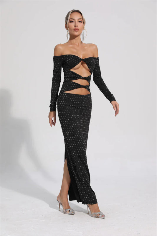 Φόρεμα cut out με στρας