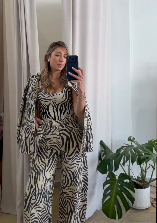 Lumina Zebra Print Σετ Πουκάμισο και Παντελόνι