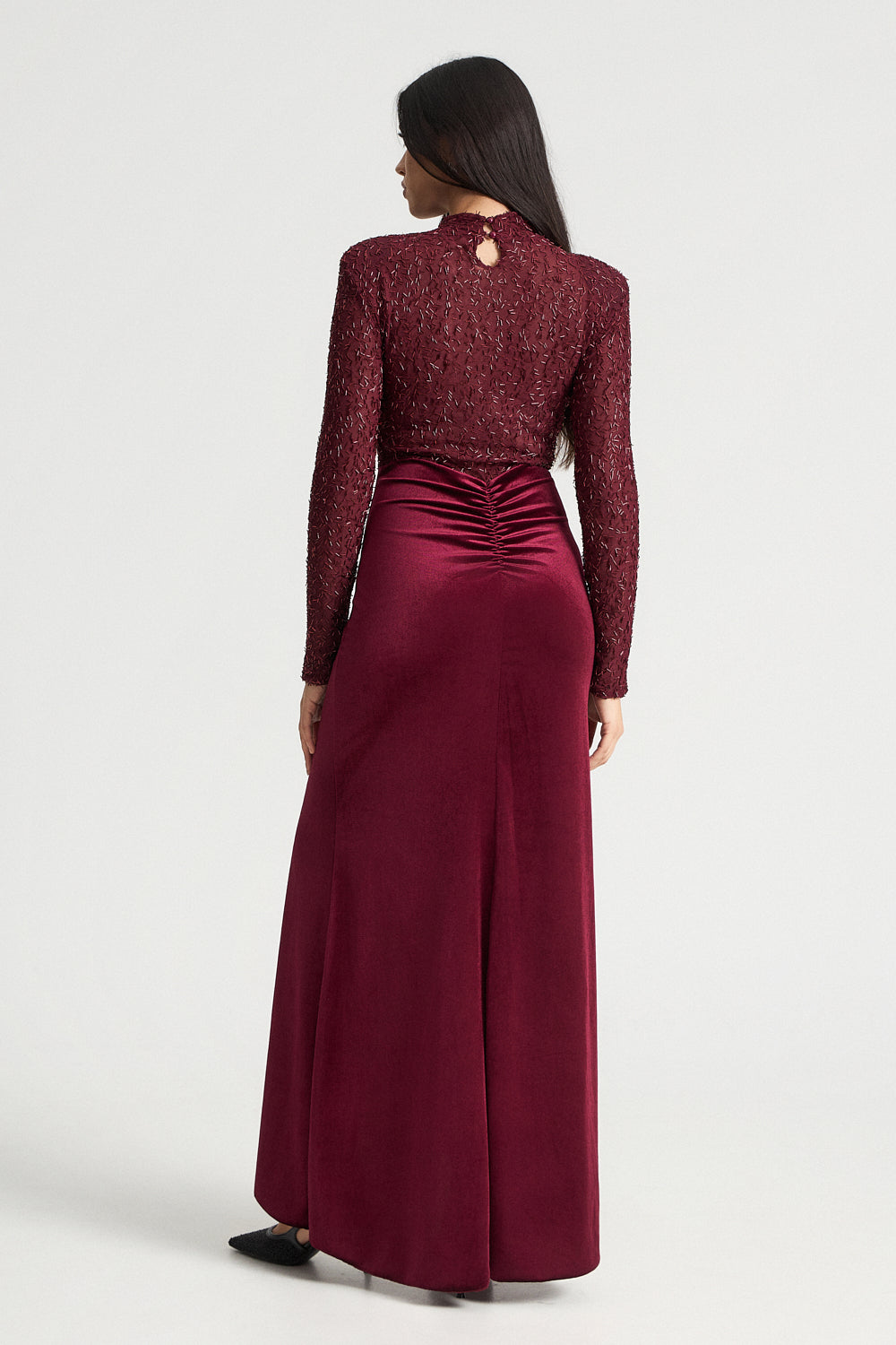 Μάξι φόρεμα velvet με λάμψη