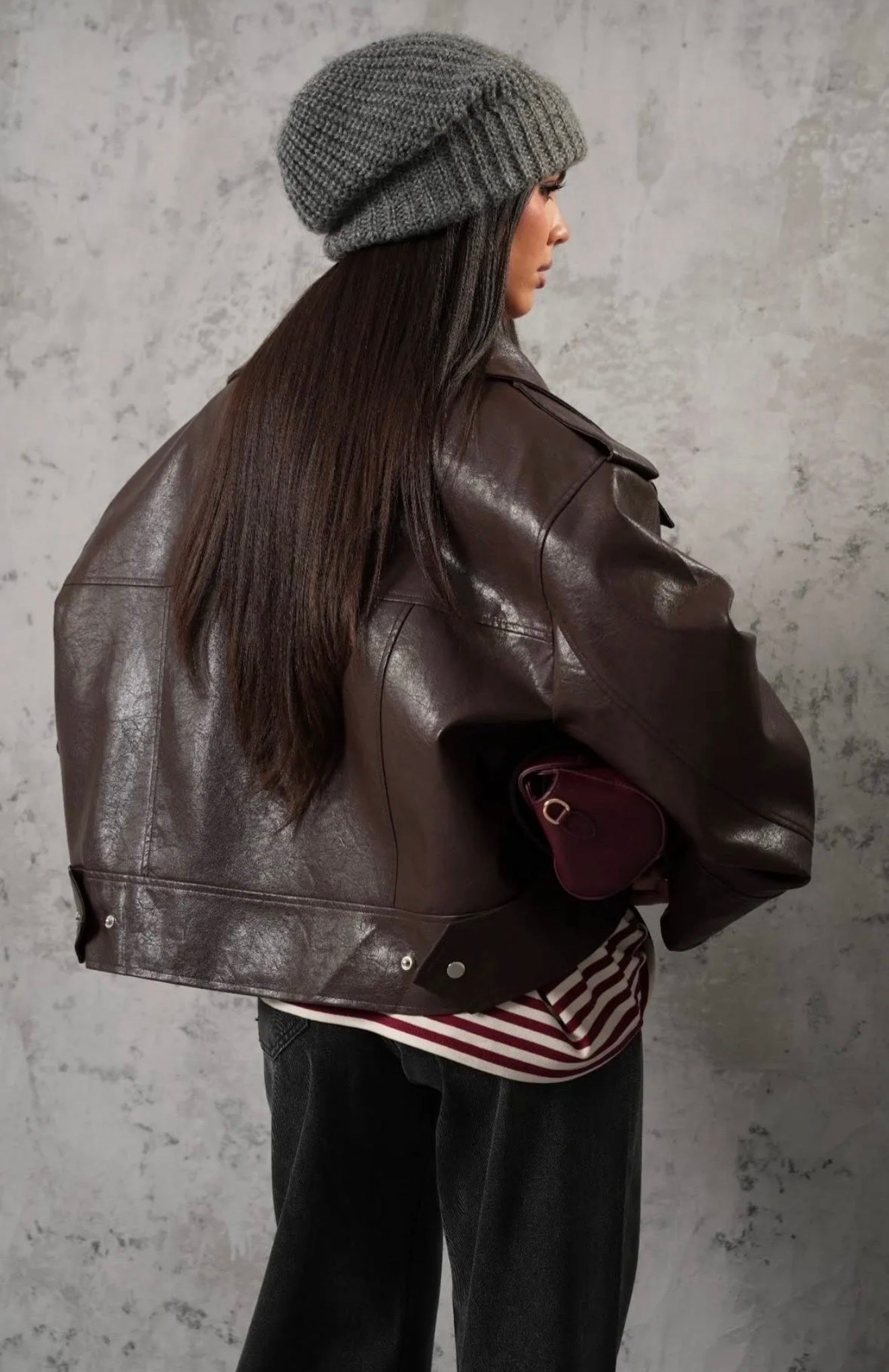 Biker oversized Δερματίνη τζάκετ