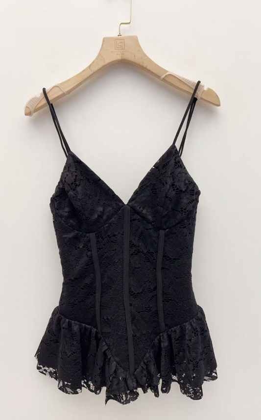 Δαντέλα κορσέ αμάνικο τοπ