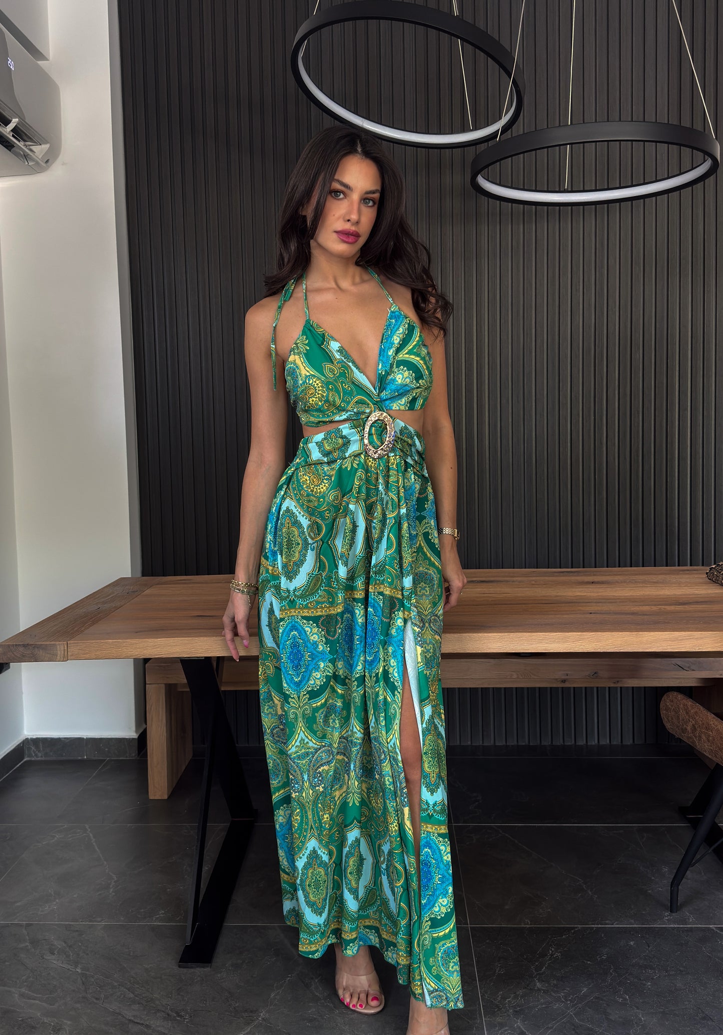 Maxi Φόρεμα με Print Cut Out
