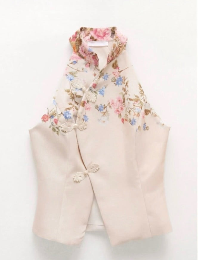 Top Floral Κομψό με Γιακά Lumina
