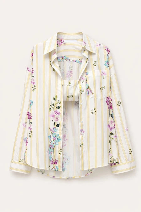 Lumina Floral Ριγέ Πουκάμισο με Τοπ