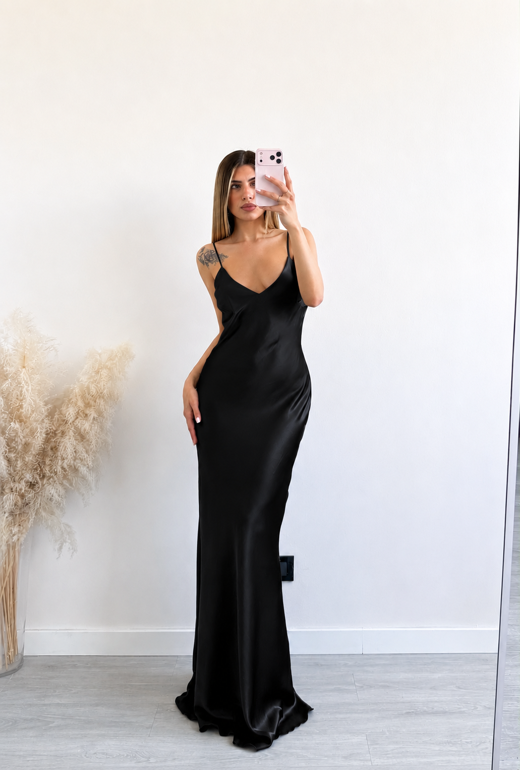 Maxi Satin Φόρεμα με Τιράντες