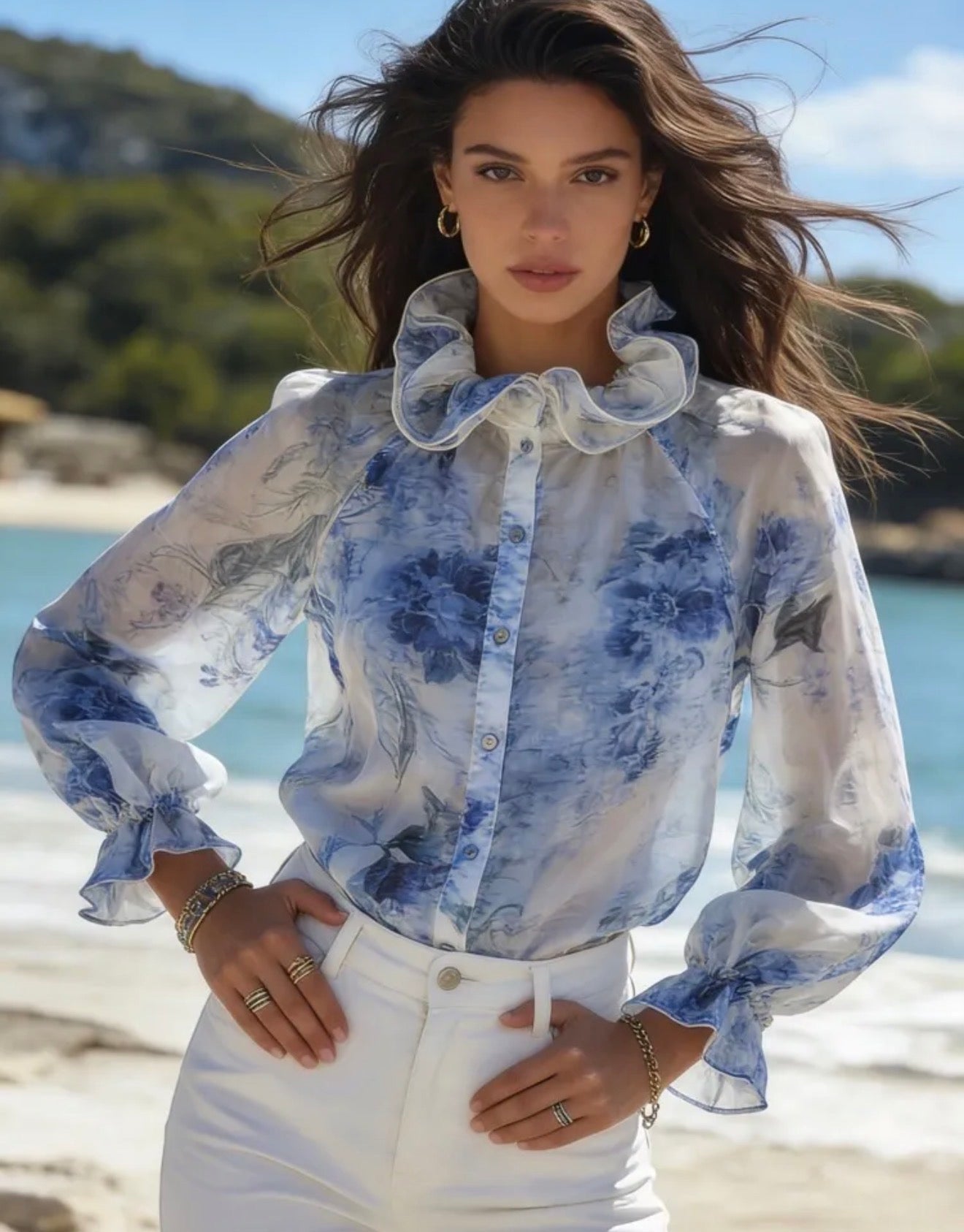 Πουκάμισο με βολάν στο γιακά