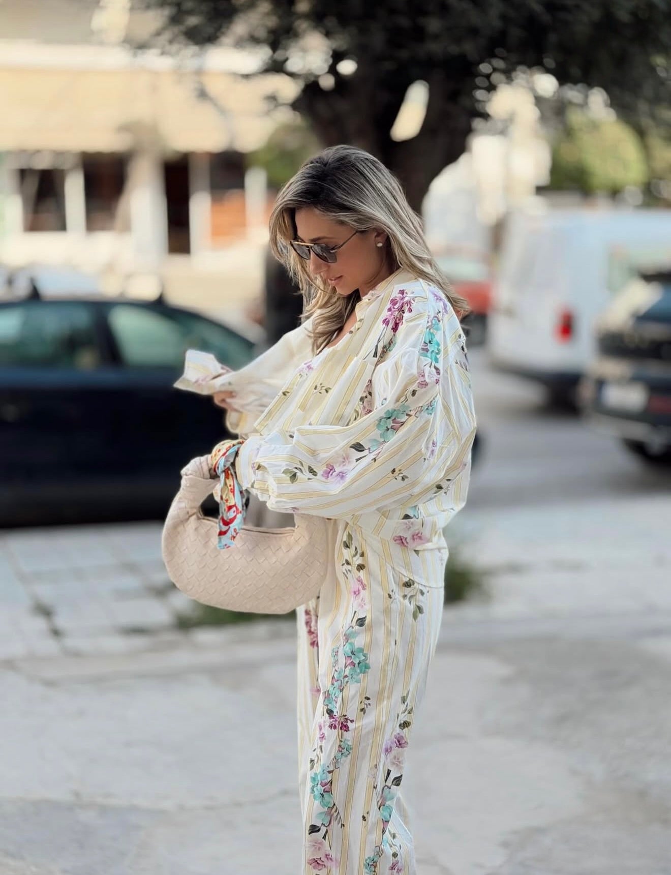 Lumina Floral Ριγέ Πουκάμισο με Τοπ