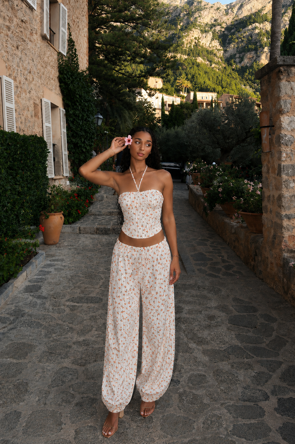 Lumina Σετ τοπ & παντελόνι με λάστιχο floral