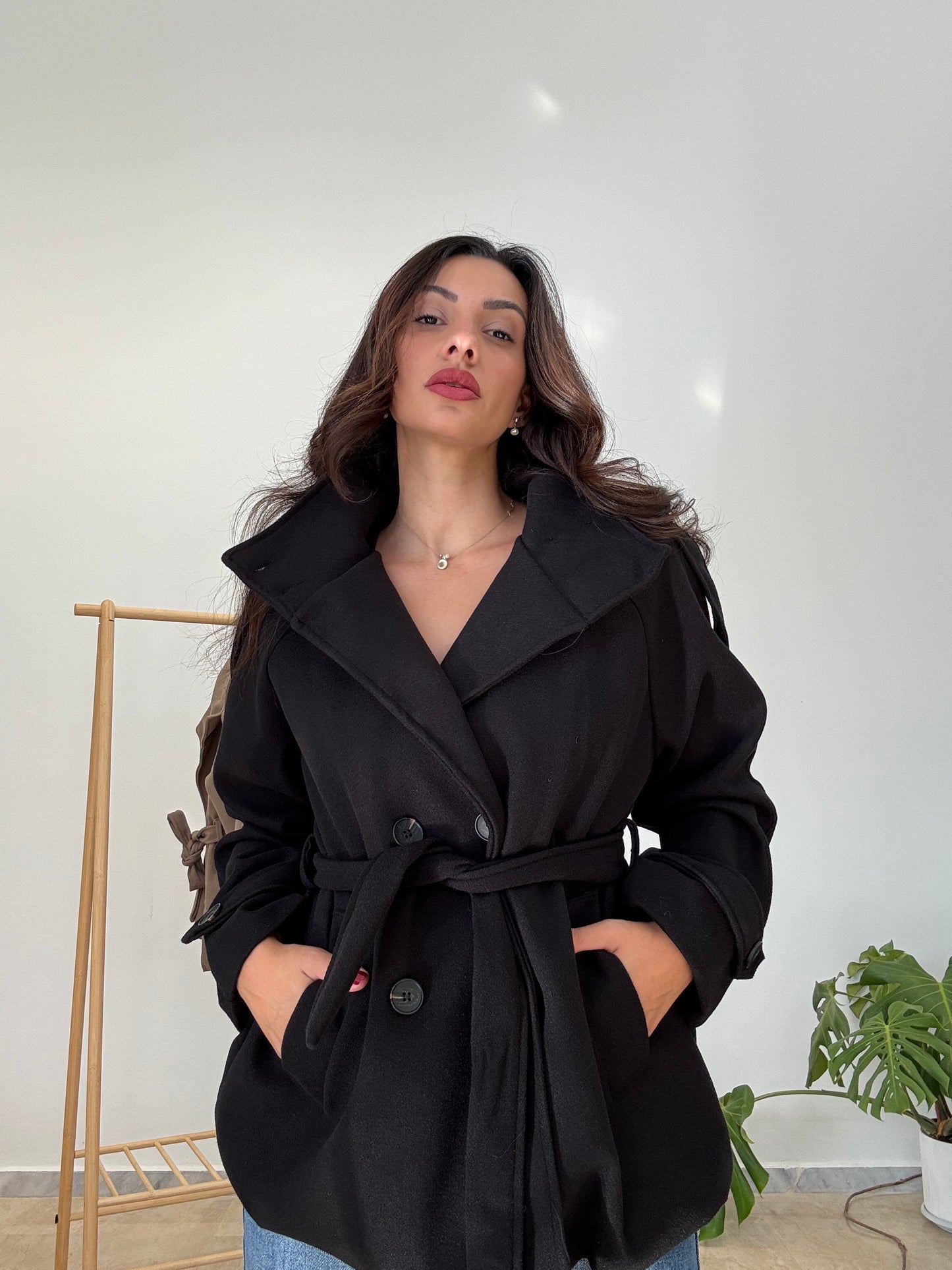 Πανωφόρι με κουμπιά και ζώνη