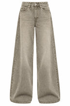 Wide leg τζιν washed μπεζ