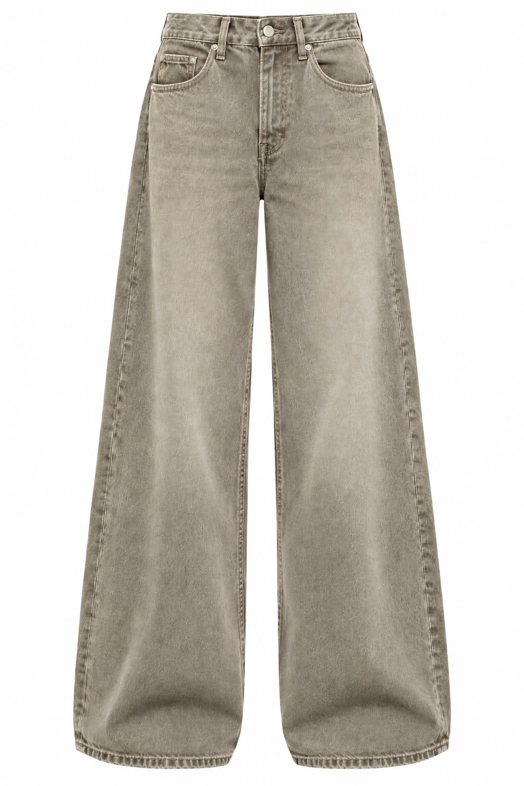 Wide leg τζιν washed μπεζ