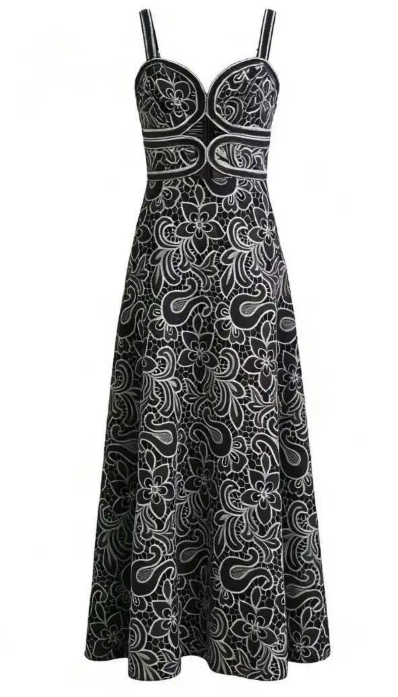 Maxi Φόρεμα με Δαντελένιο Cut-Out Σχέδιο