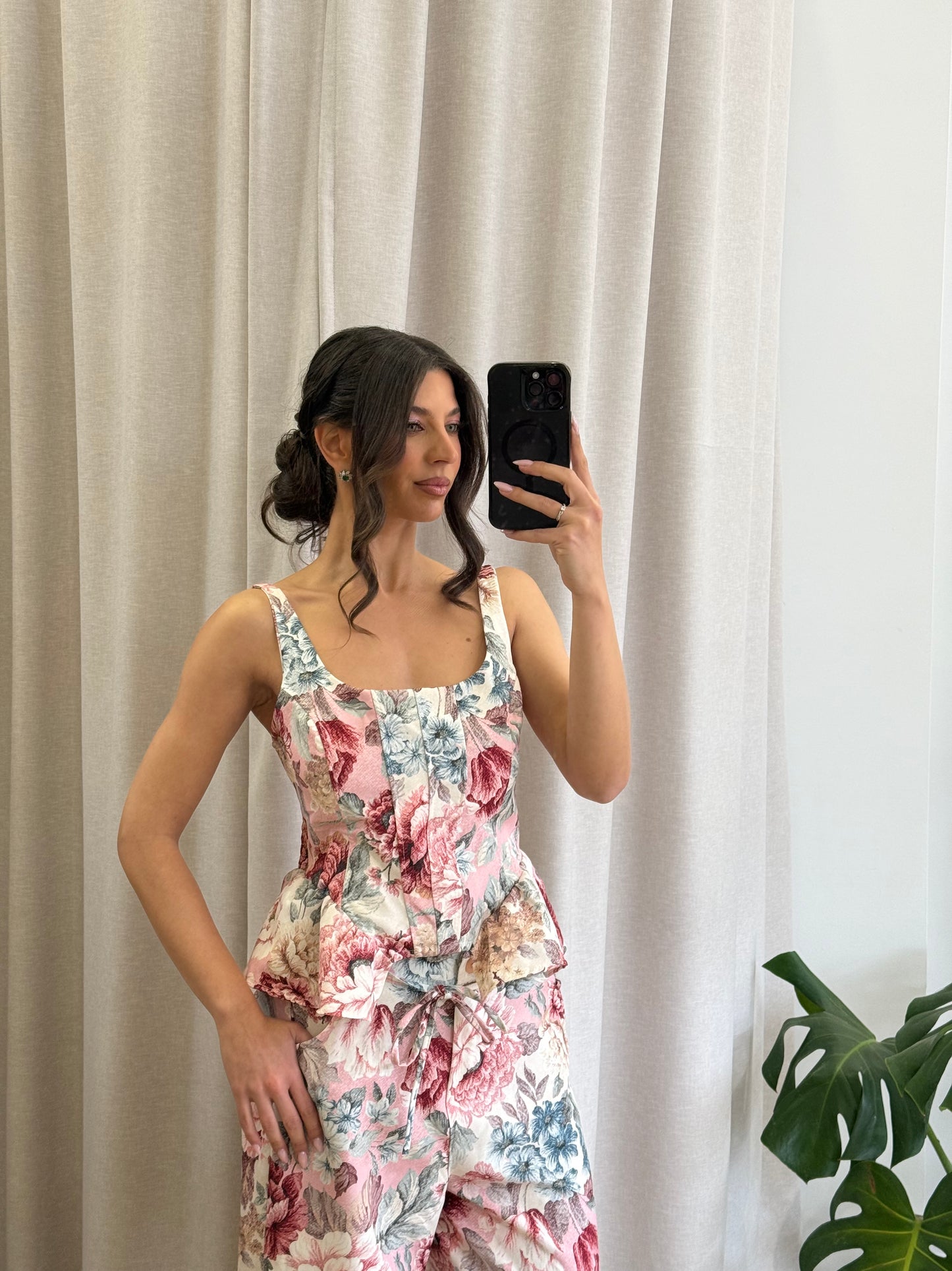 Σετ floral top & παντελόνι