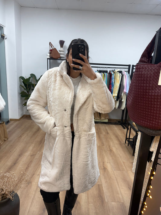 Μακρύ Παλτό  Faux Fur με γιακά