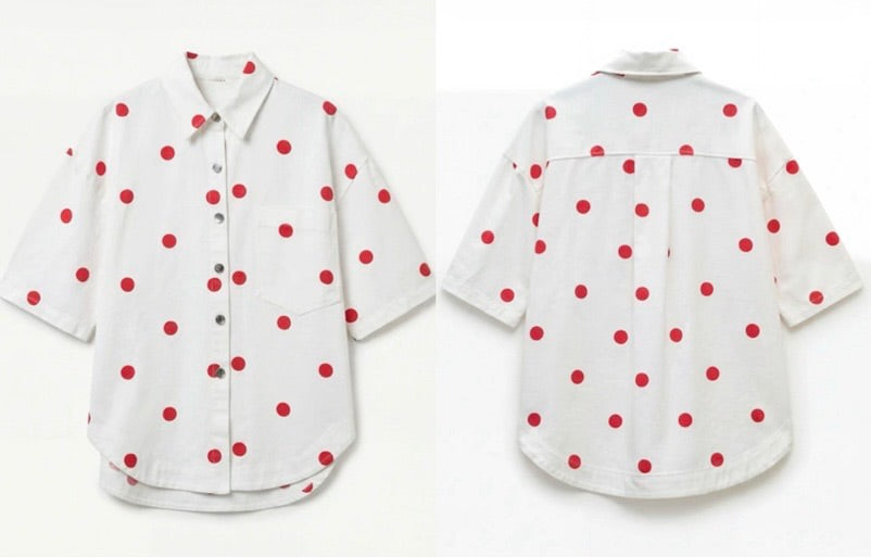 Lumina Polka Dot  Πουκάμισο Κοντομάνικο με Πουά Σχέδιο