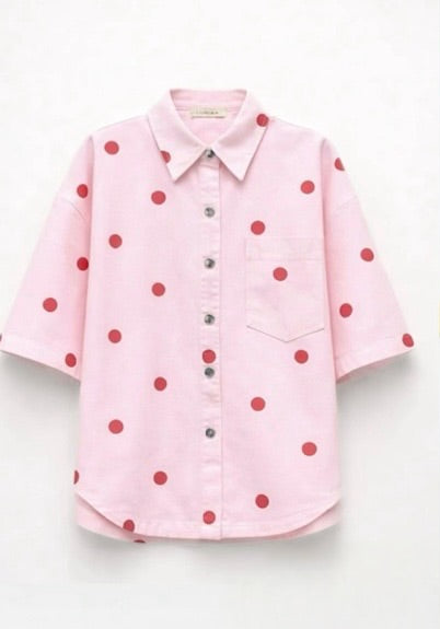 Lumina Polka Dot  Πουκάμισο Κοντομάνικο με Πουά Σχέδιο
