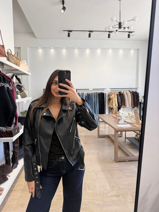 Biker Δερματίνη τζάκετ