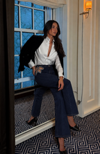 Wide Leg Τζιν με Cut-Out και Strass