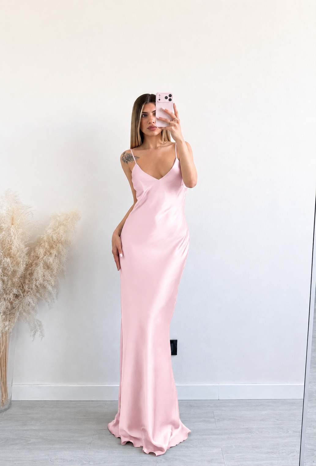 Maxi Satin Φόρεμα με Τιράντες