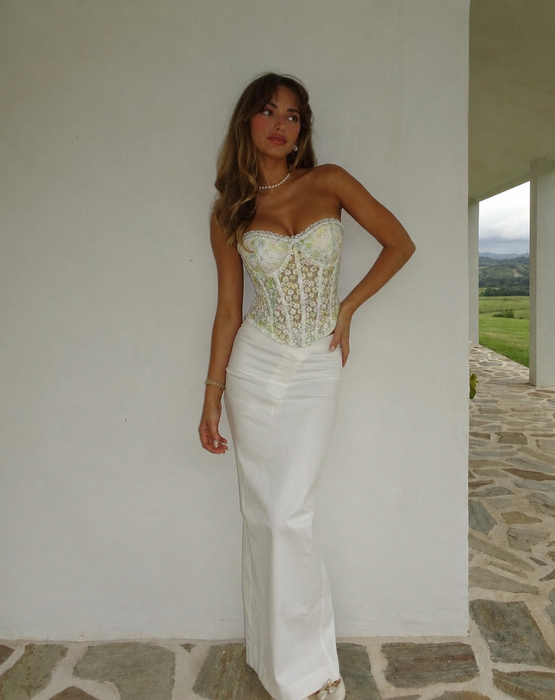 Τοπ κορσές floral strapless