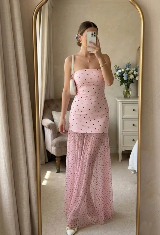 Lumina φόρεμα πουά strapless