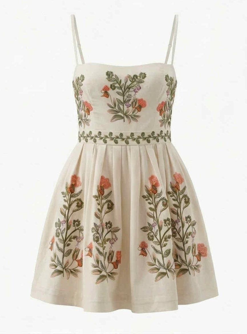 Mini φόρεμα με floral κέντημα