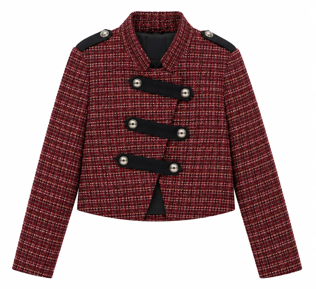 Lumina σετ tweed military - Μπορντό σακάκι