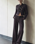 Lumina tweed wide leg παντελόνι - Μπλε ναυτικό