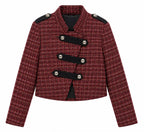 Lumina cropped tweed σακάκι military - Μπορντό
