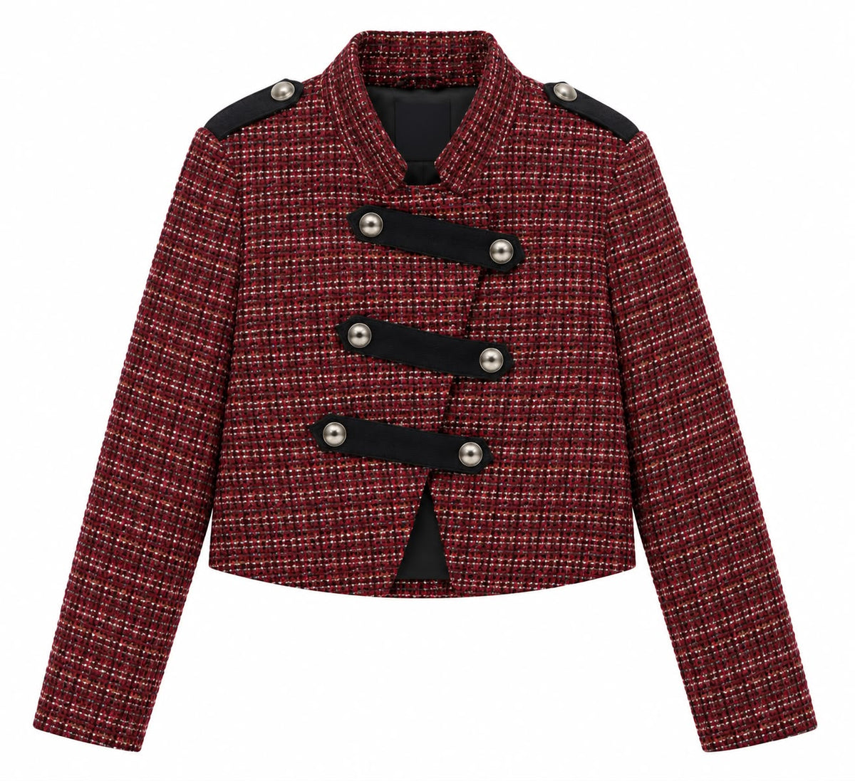 Lumina cropped tweed σακάκι military - Μπορντό