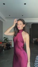 Halter Σατέν φόρεμα