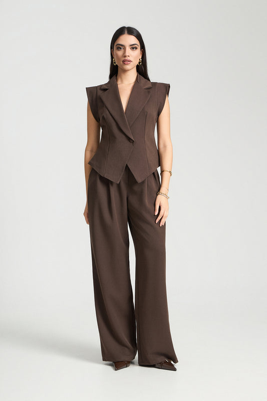 Σετ γιλέκο με παντελόνι με πιέτες