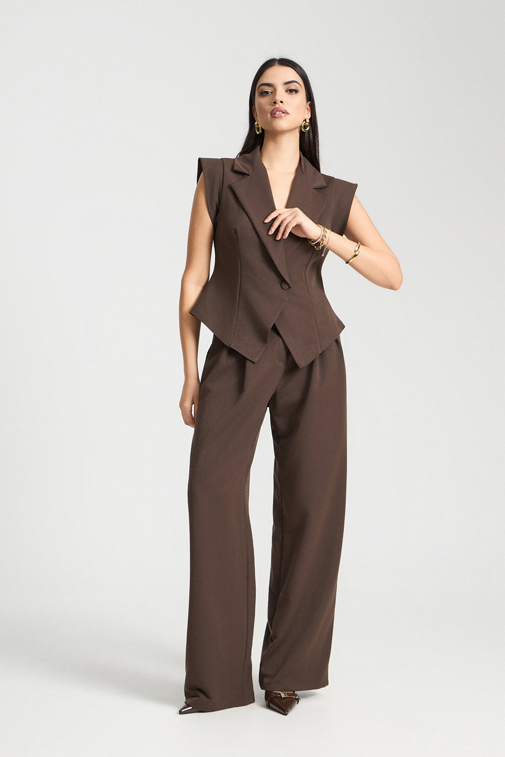 Σετ γιλέκο με παντελόνι με πιέτες