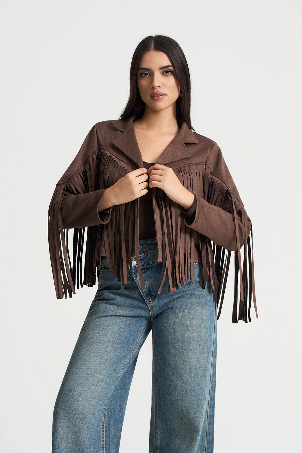 Σουέντ τζάκετ με κρόσσια